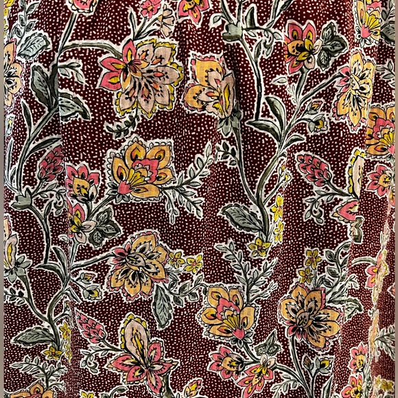 Loft Burgundy Paisley Floral Flutter Sleeve Blouse Square Neck Size XXL - Picture 5 of 12